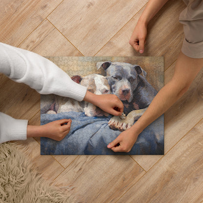 "Cuddle Buddies" Pitbull Jigsaw Puzzle - Pittie Choy