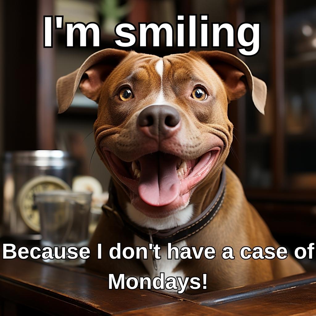 Monday Morning Vibes Smiling Pitbull meme