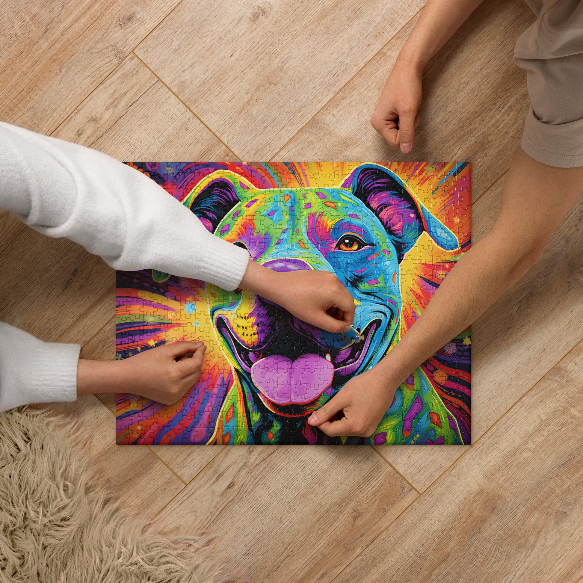 Psychedelic Smiles Pitbull Jigsaw Puzzle - Pittie Choy