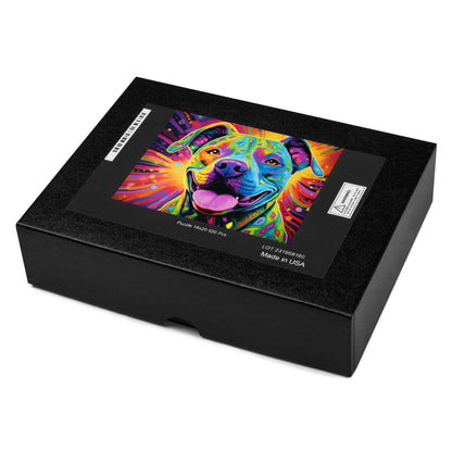 Psychedelic Smiles Pitbull Jigsaw Puzzle - Pittie Choy