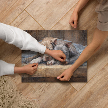 "Slumbering Pals" Pitbull Jigsaw Puzzle - Pittie Choy