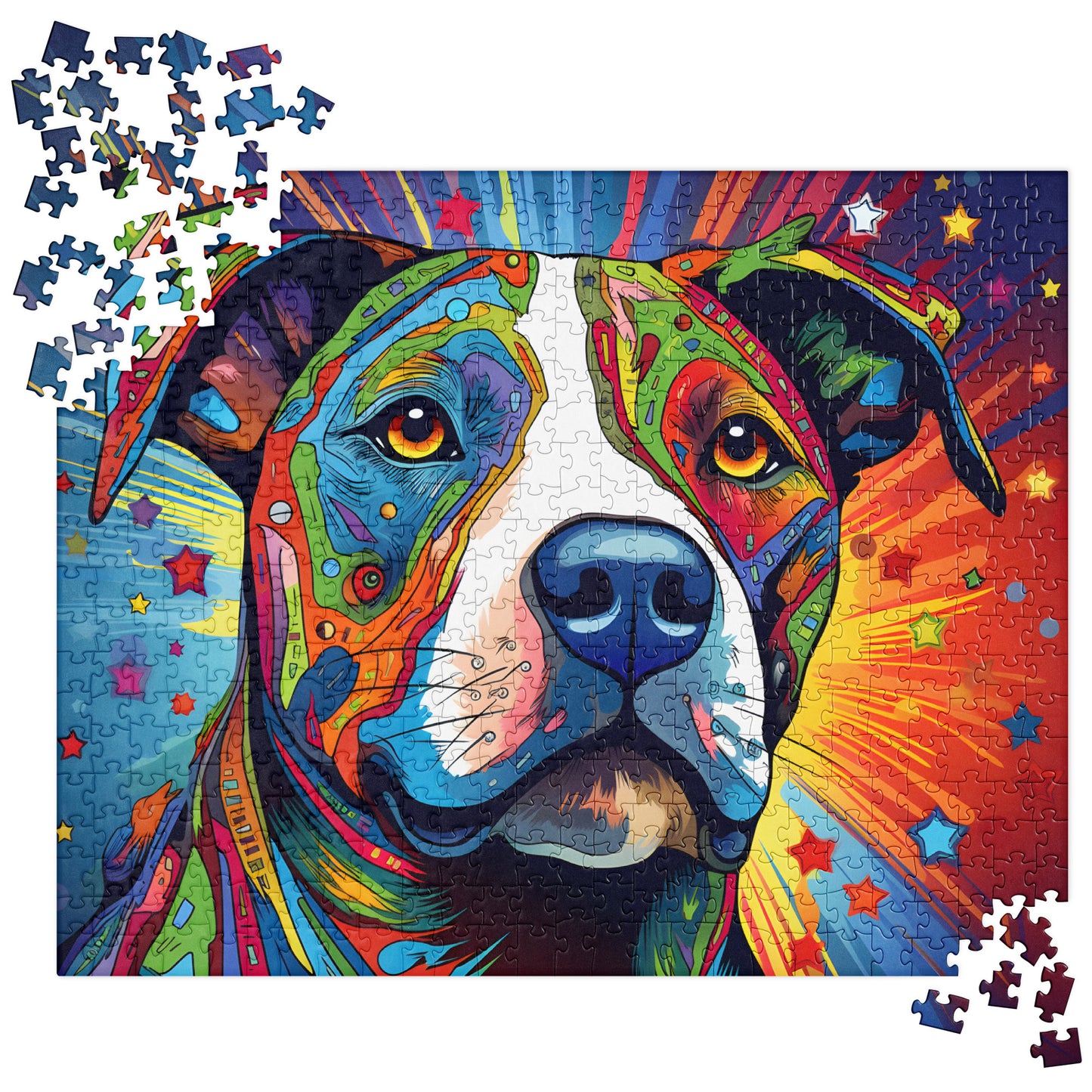 Starry-Eyed Sentinel Pitbull Jigsaw Puzzle - Pittie Choy