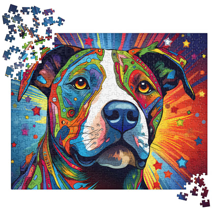 Starry-Eyed Sentinel Pitbull Jigsaw Puzzle - Pittie Choy