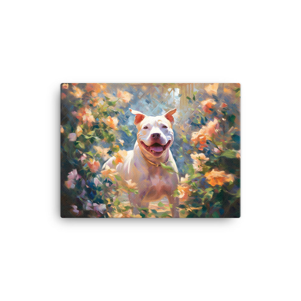 "Sunlit Smile" - Smiling Pitbull Canvas Art - Pittie Choy