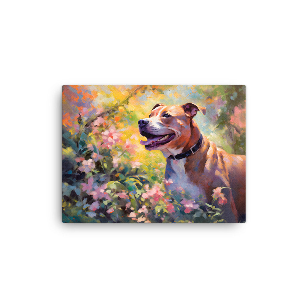 "Springtime Serenity" - Smiling Pitbull Canvas Art - Pittie Choy