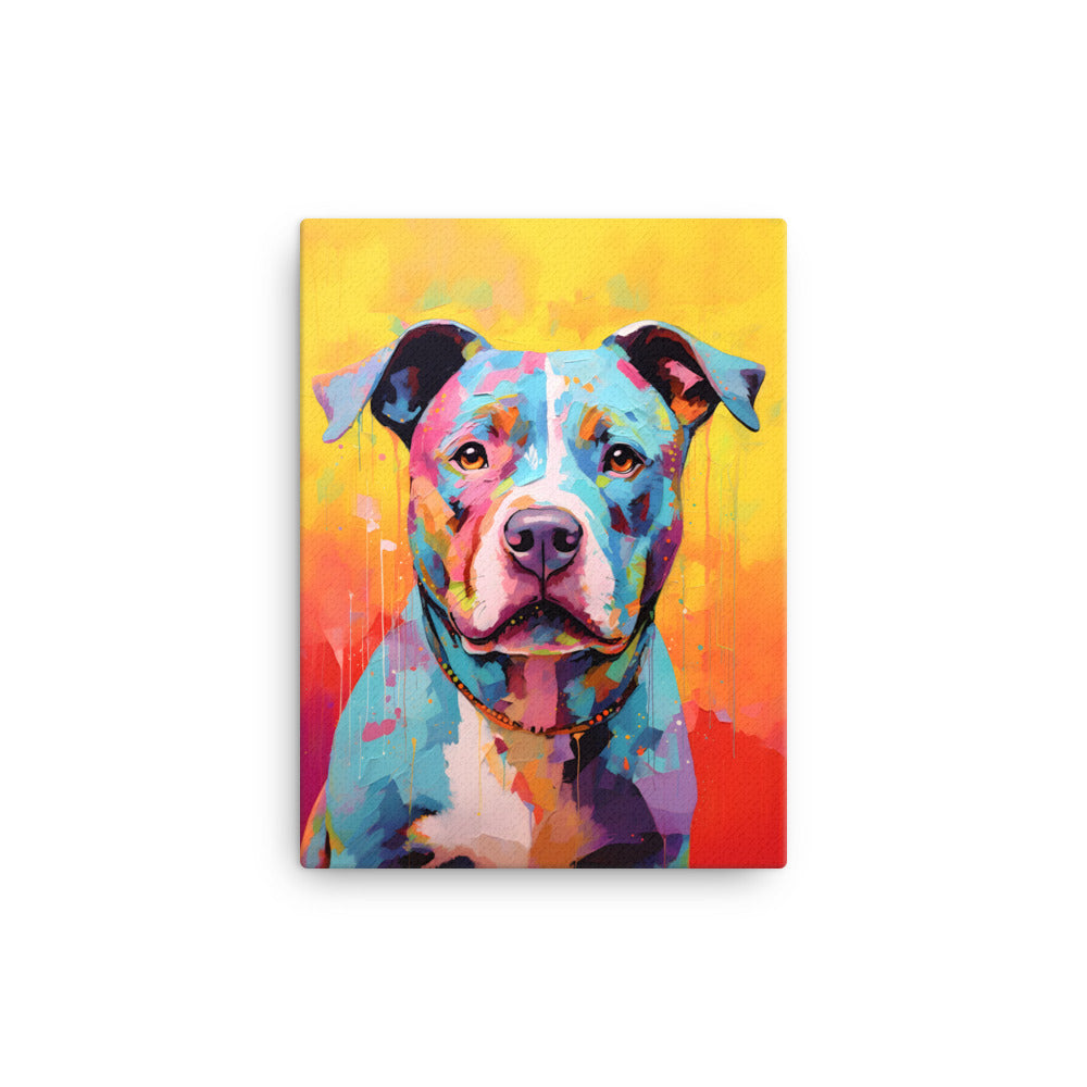 "Vibrant Vigilant" - Colorful Pitbull Canvas Art - Pittie Choy