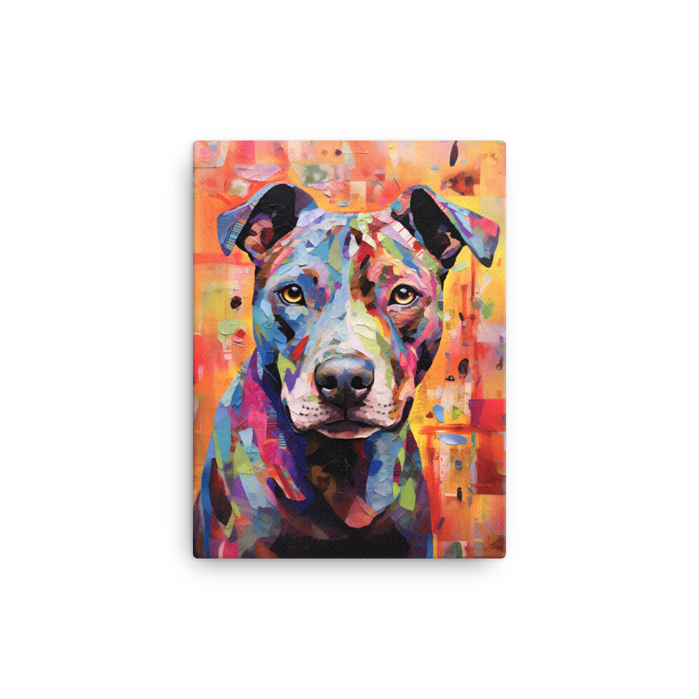 "Patchwork Perception" - Abstract Pitbull Canvas Art - Pittie Choy