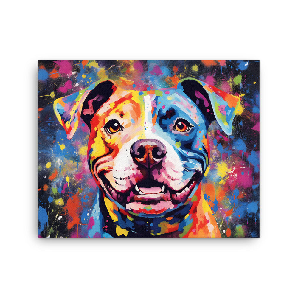 Colorful Smiling Pitbull Canvas Print - Pittie Choy