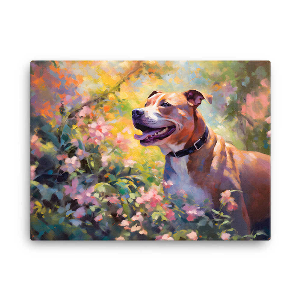 "Springtime Serenity" - Smiling Pitbull Canvas Art - Pittie Choy