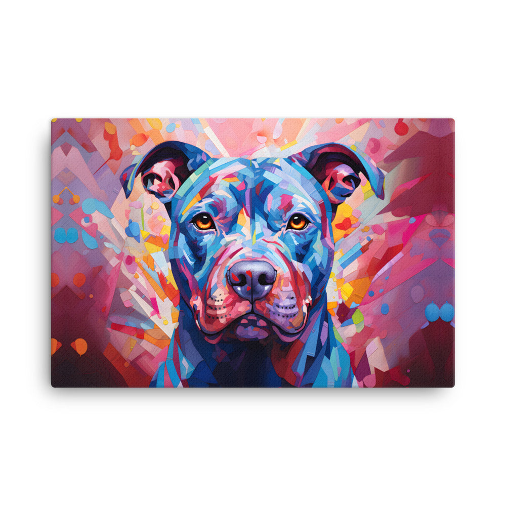 "Kaleidoscopic Guardian" - Abstract Pitbull Canvas Art - Pittie Choy