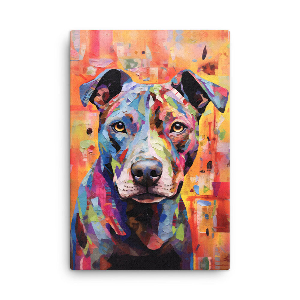 "Patchwork Perception" - Abstract Pitbull Canvas Art - Pittie Choy