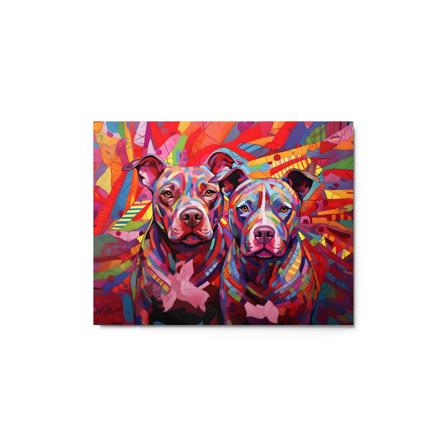 "Dual Canine Mosaic" - Vivid Metal Pitbull Art Print - Pittie Choy