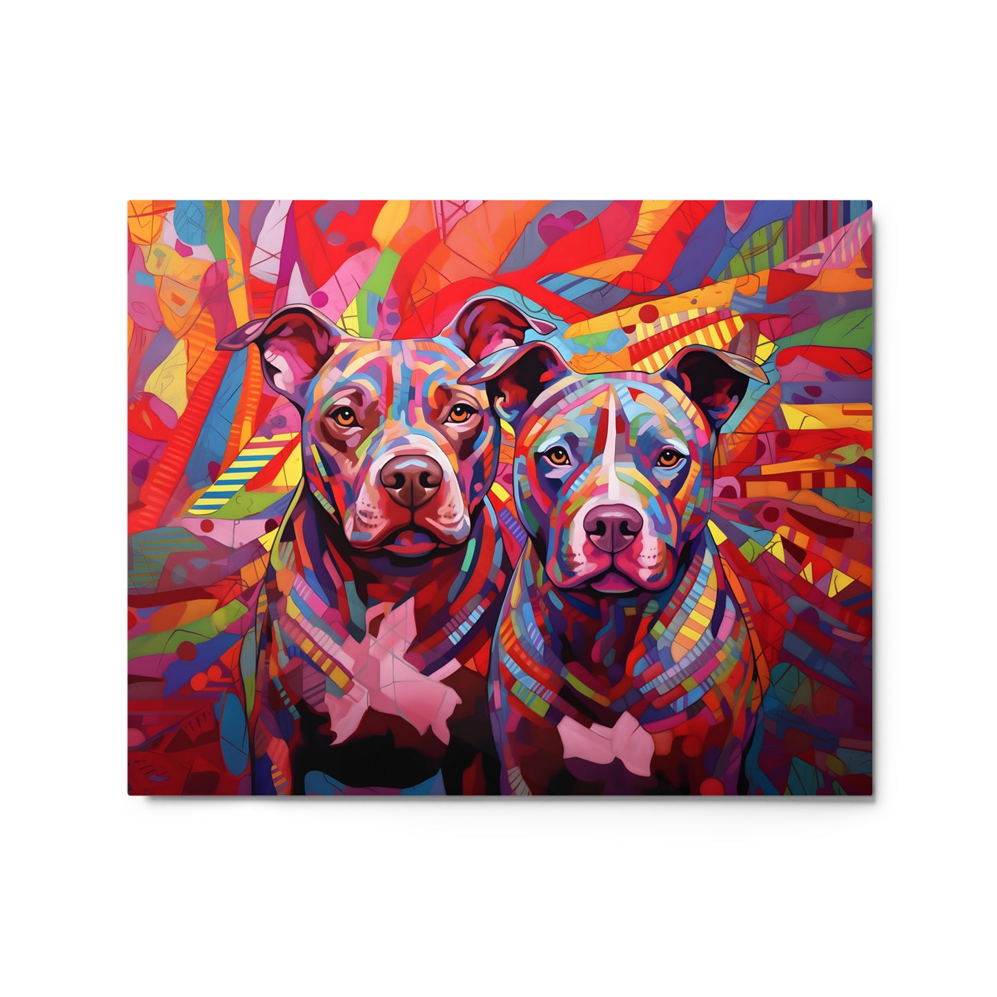 "Dual Canine Mosaic" - Vivid Metal Pitbull Art Print - Pittie Choy