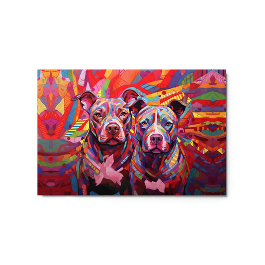 "Dual Canine Mosaic" - Vivid Metal Pitbull Art Print - Pittie Choy