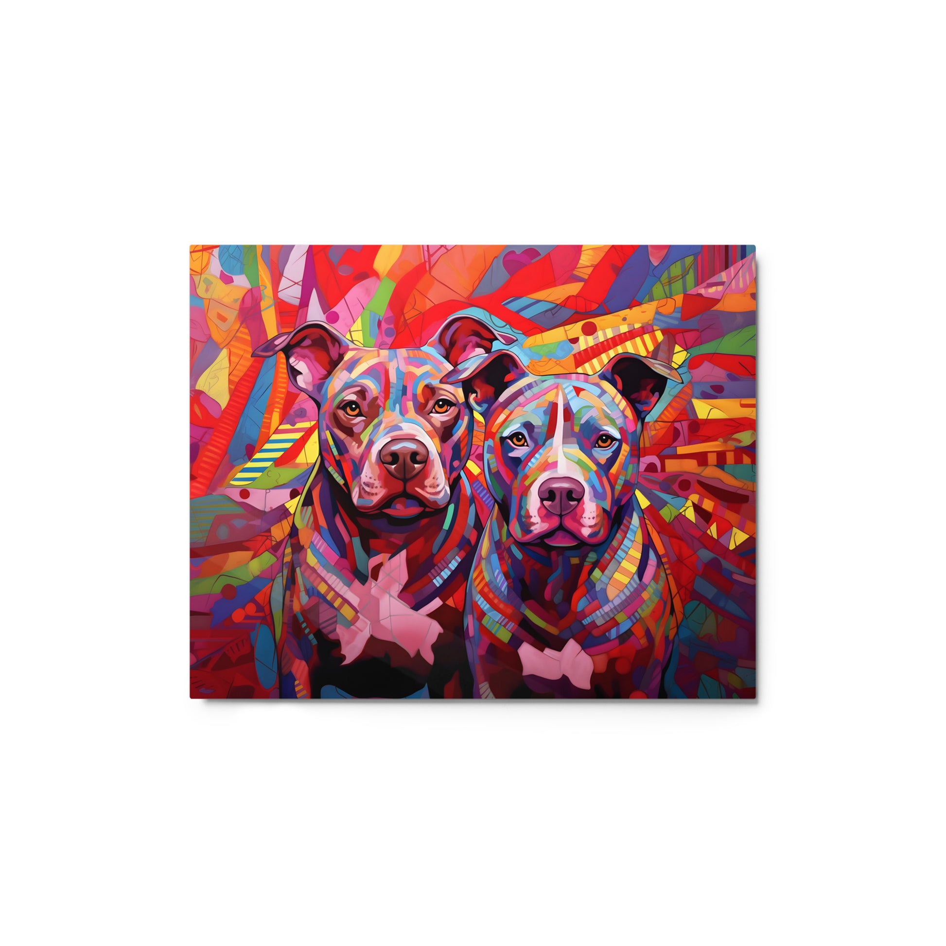 "Dual Canine Mosaic" - Vivid Metal Pitbull Art Print - Pittie Choy