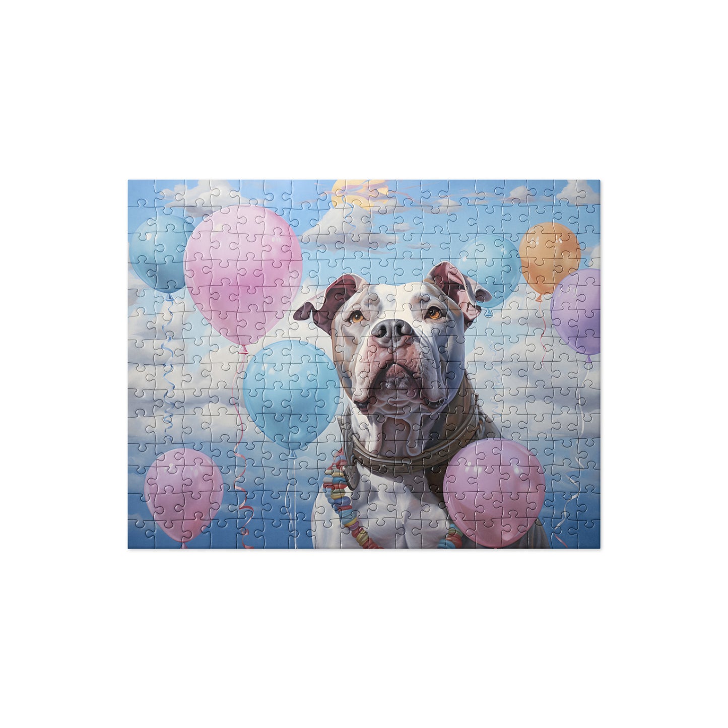 Pitbull Jigsaw Puzzle - "Balloons and Blue Skies" - Pittie Choy