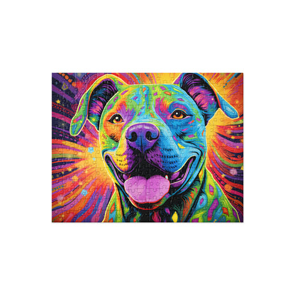 Psychedelic Smiles Pitbull Jigsaw Puzzle - Pittie Choy