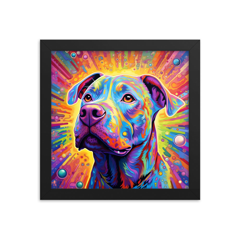 "Psychedelic Pup" - Vivid Pitbull Framed Poster - Pittie Choy