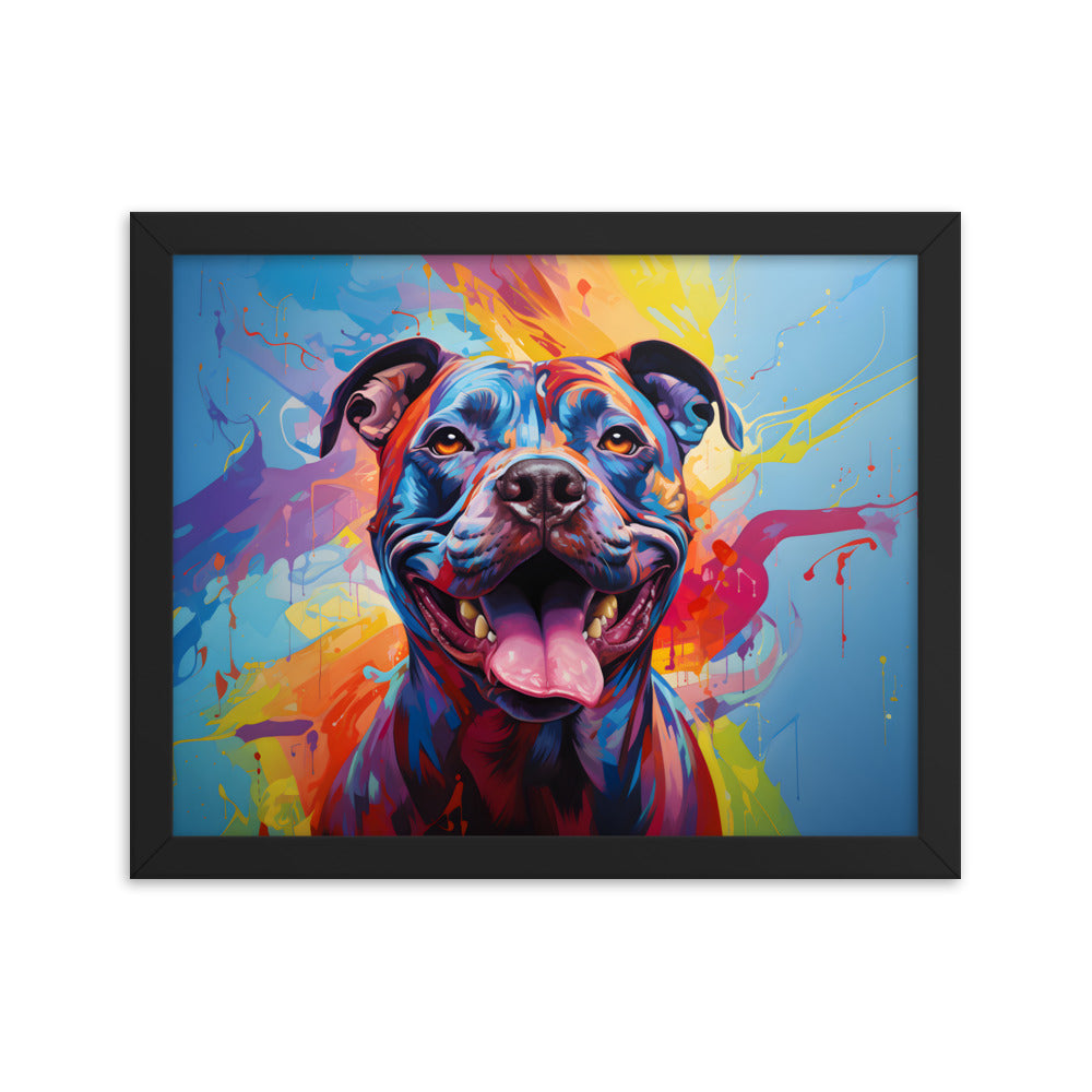 "Jubilant Hues" - Framed Pitbull Art Poster - Pittie Choy