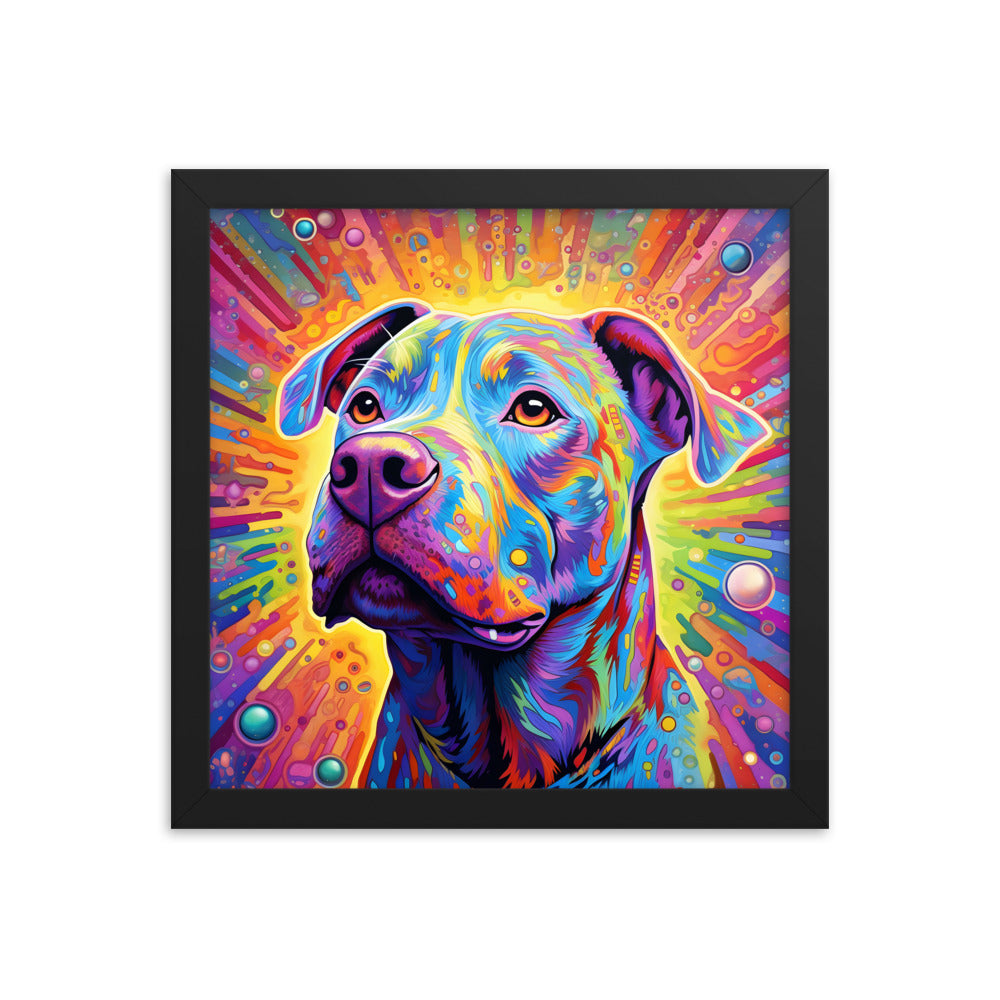 "Psychedelic Pup" - Vivid Pitbull Framed Poster - Pittie Choy