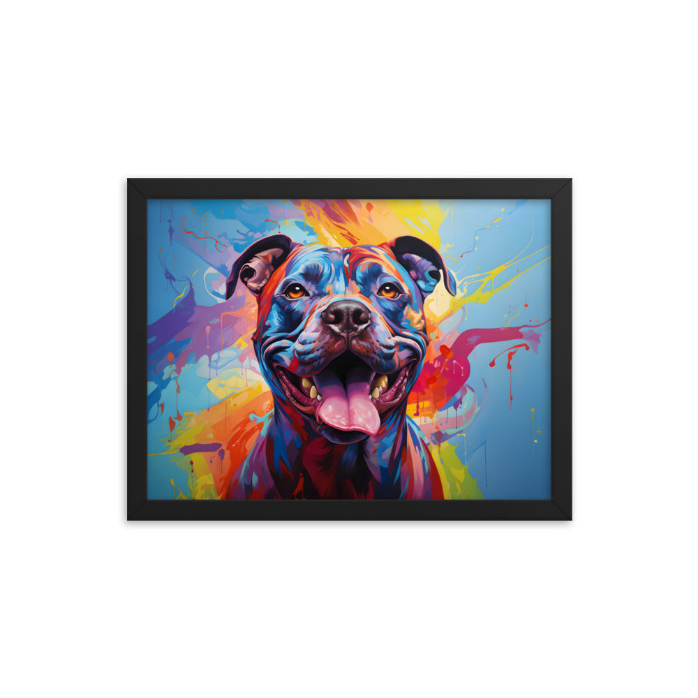 "Jubilant Hues" - Framed Pitbull Art Poster - Pittie Choy