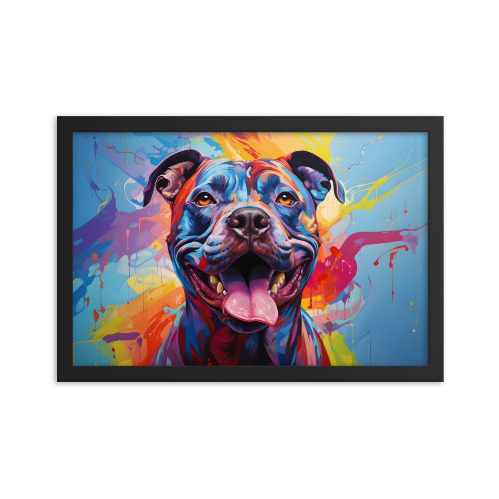 "Jubilant Hues" - Framed Pitbull Art Poster - Pittie Choy