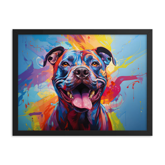 "Jubilant Hues" - Framed Pitbull Art Poster - Pittie Choy