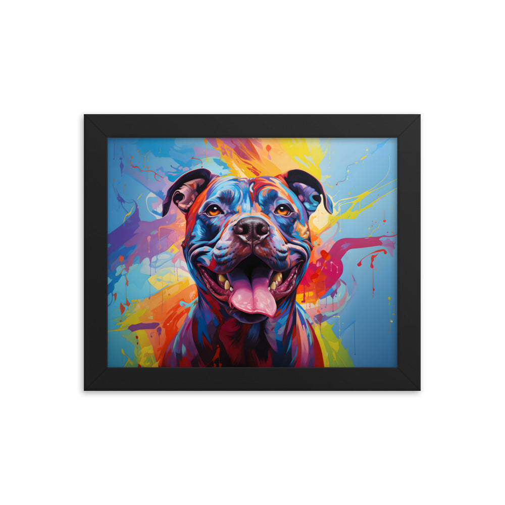 "Jubilant Hues" - Framed Pitbull Art Poster - Pittie Choy