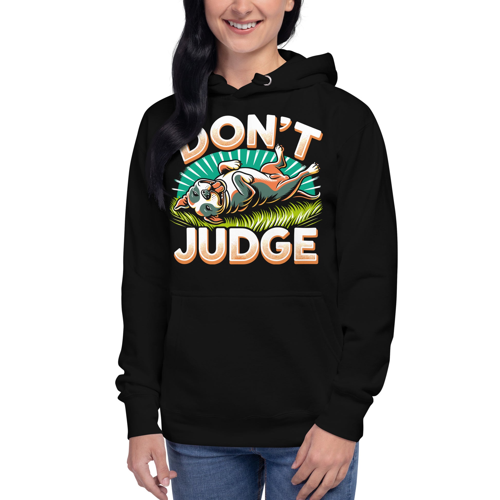 Laid-Back 'Don't Judge' Unisex Pitbull Hoodie - Pittie Choy