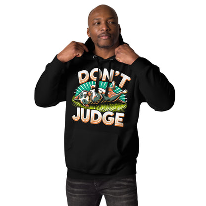 Laid-Back 'Don't Judge' Unisex Pitbull Hoodie - Pittie Choy