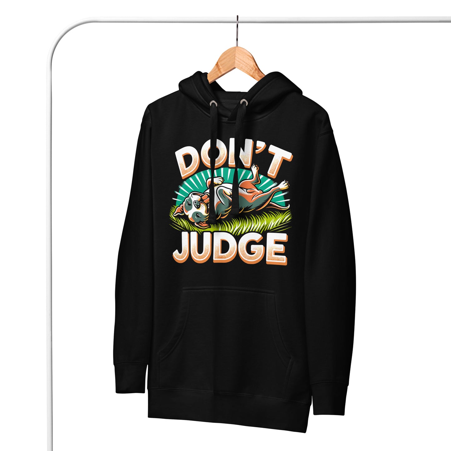 Laid-Back 'Don't Judge' Unisex Pitbull Hoodie - Pittie Choy