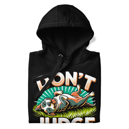 Laid-Back 'Don't Judge' Unisex Pitbull Hoodie - Pittie Choy