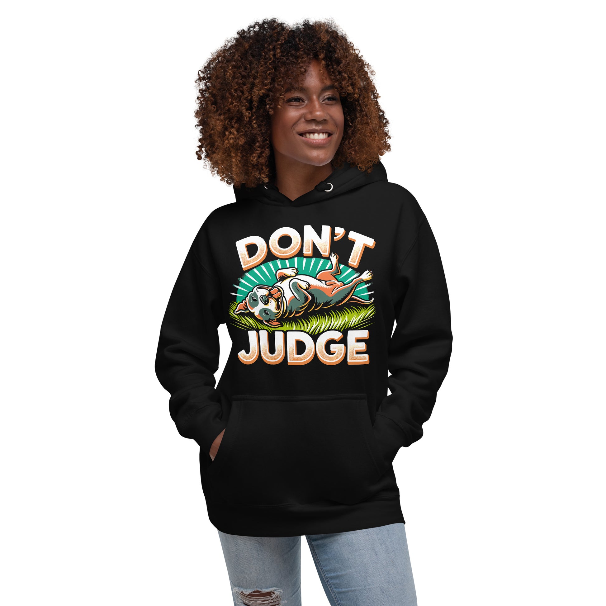 Laid-Back 'Don't Judge' Unisex Pitbull Hoodie - Pittie Choy