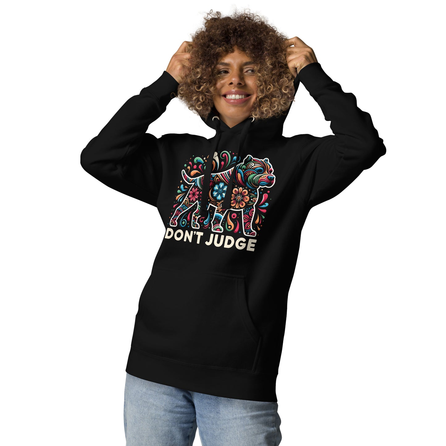 "Don't Judge" - Intricate Art Pitbull Hoodie - Pittie Choy