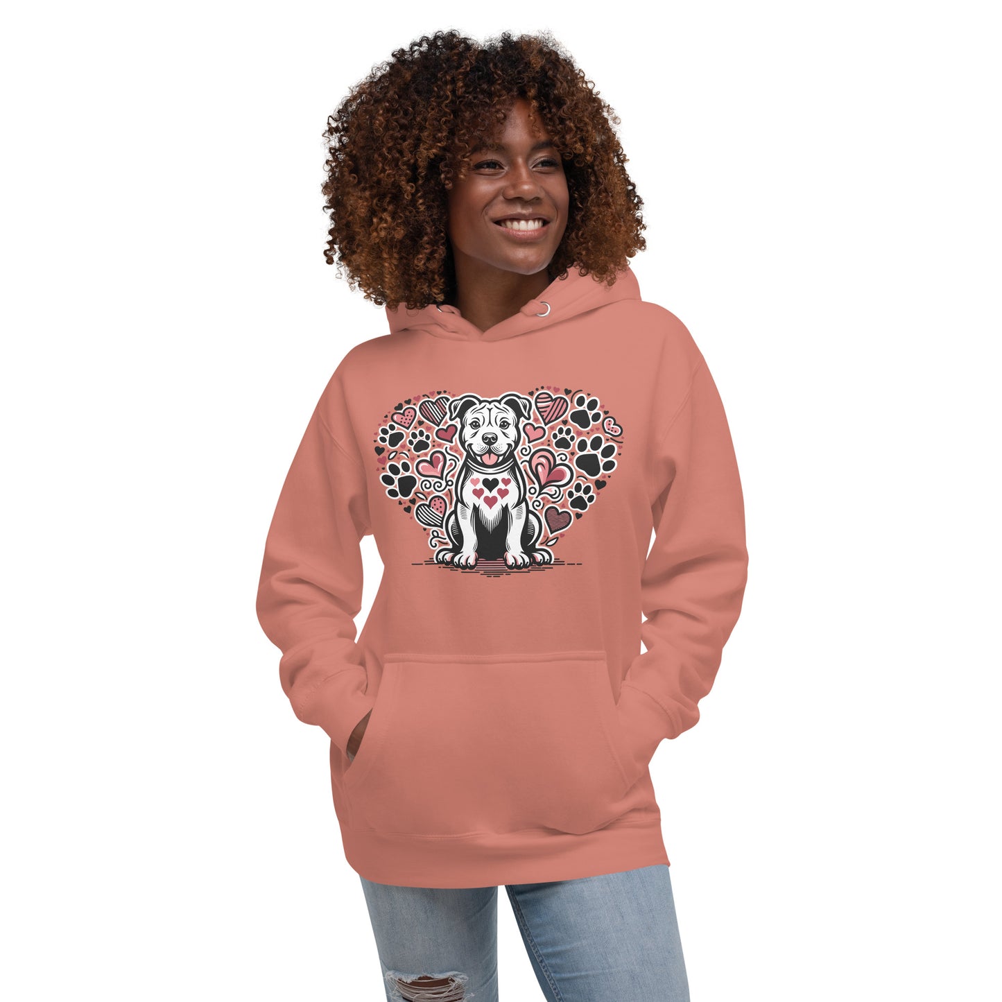 "Heartful Paws" Pitbull Hoodie – Embrace Love & Loyalty - Pittie Choy