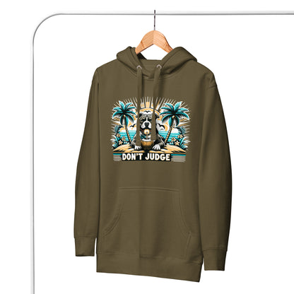 Tropical Retreat 'Don't Judge' Unisex Pitbull Hoodie - Pittie Choy