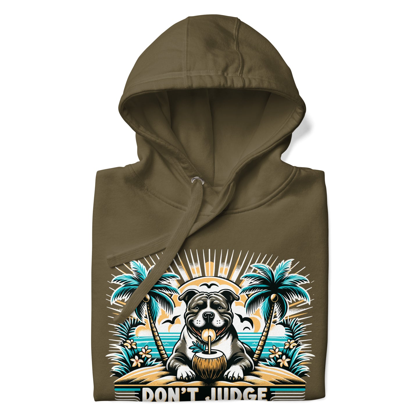 Tropical Retreat 'Don't Judge' Unisex Pitbull Hoodie - Pittie Choy