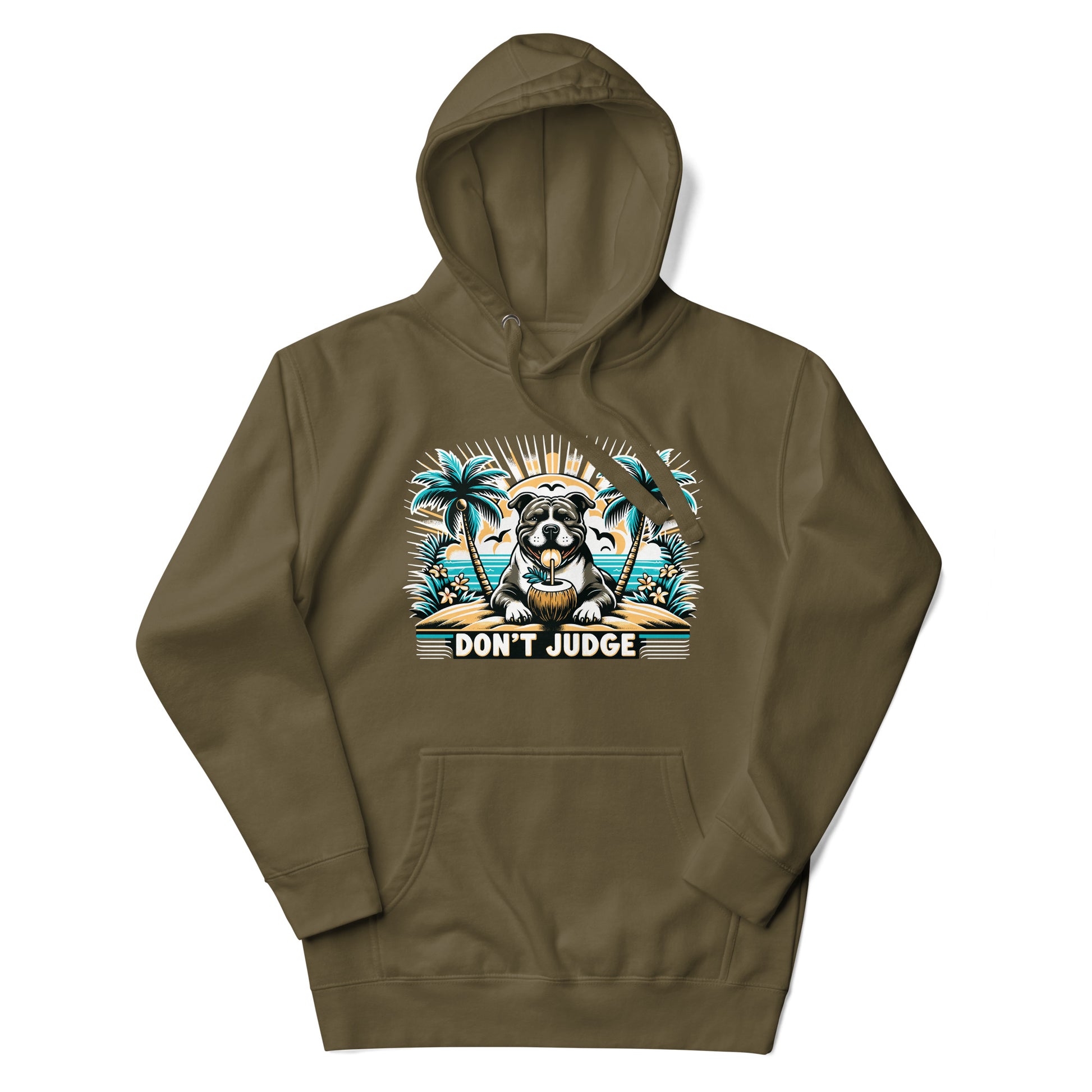 Tropical Retreat 'Don't Judge' Unisex Pitbull Hoodie - Pittie Choy