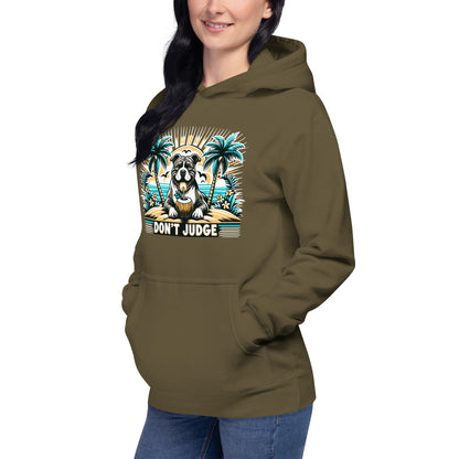 Tropical Retreat 'Don't Judge' Unisex Pitbull Hoodie - Pittie Choy