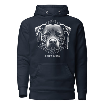 Geometric Guardian 'Don't Judge' Unisex Pitbull Hoodie - Pittie Choy