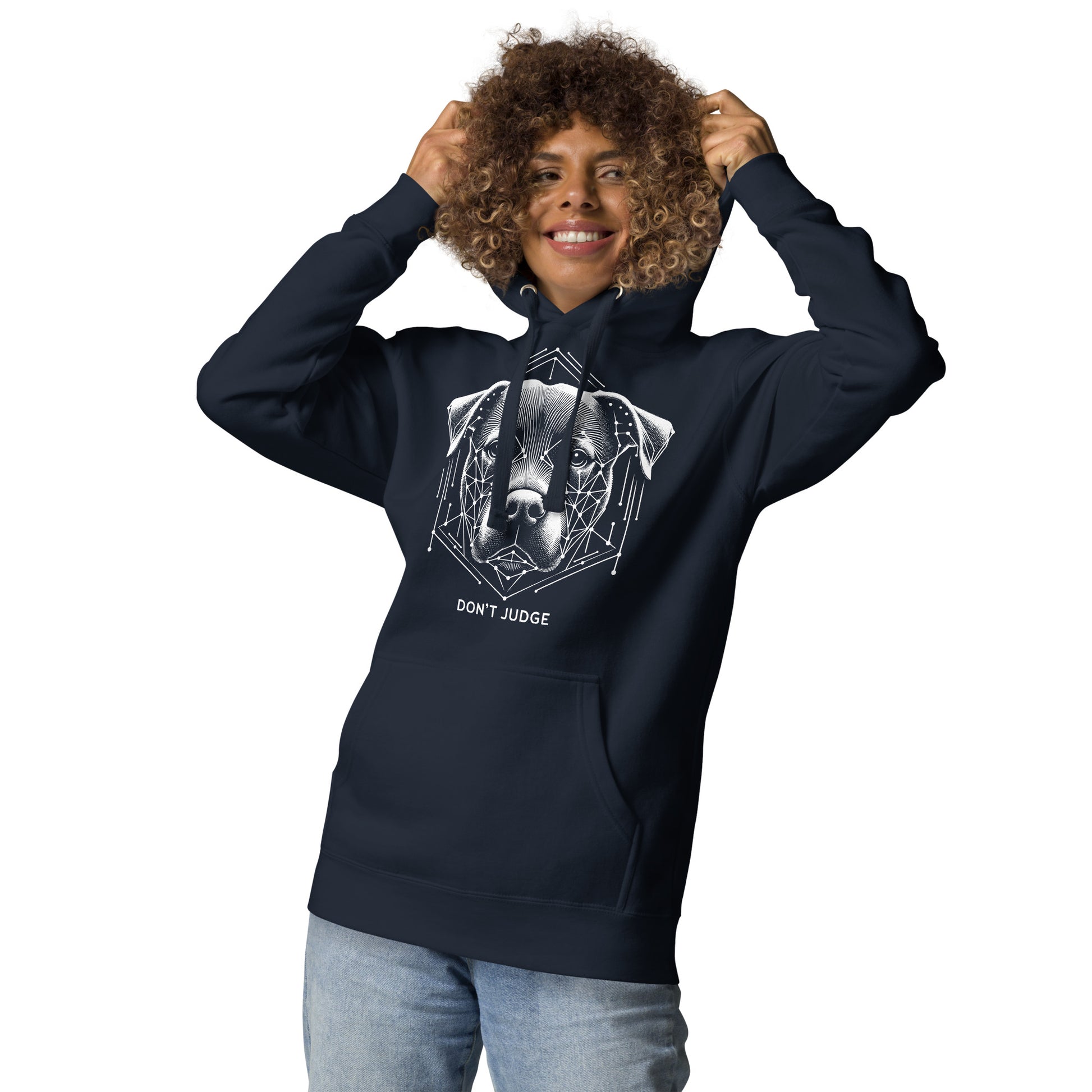 Geometric Guardian 'Don't Judge' Unisex Pitbull Hoodie - Pittie Choy