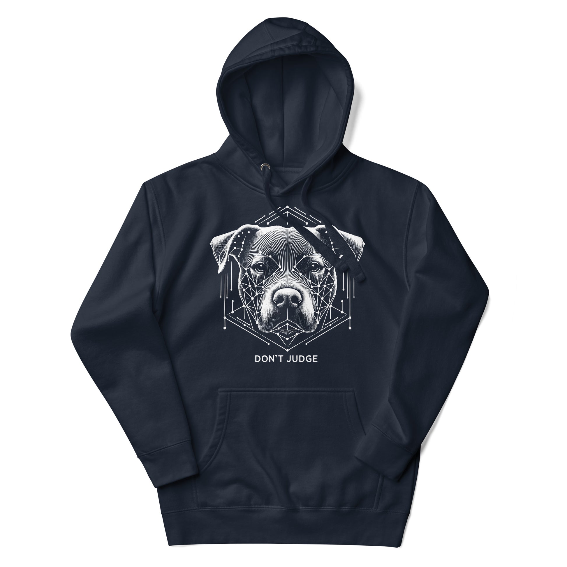 Geometric Guardian 'Don't Judge' Unisex Pitbull Hoodie - Pittie Choy