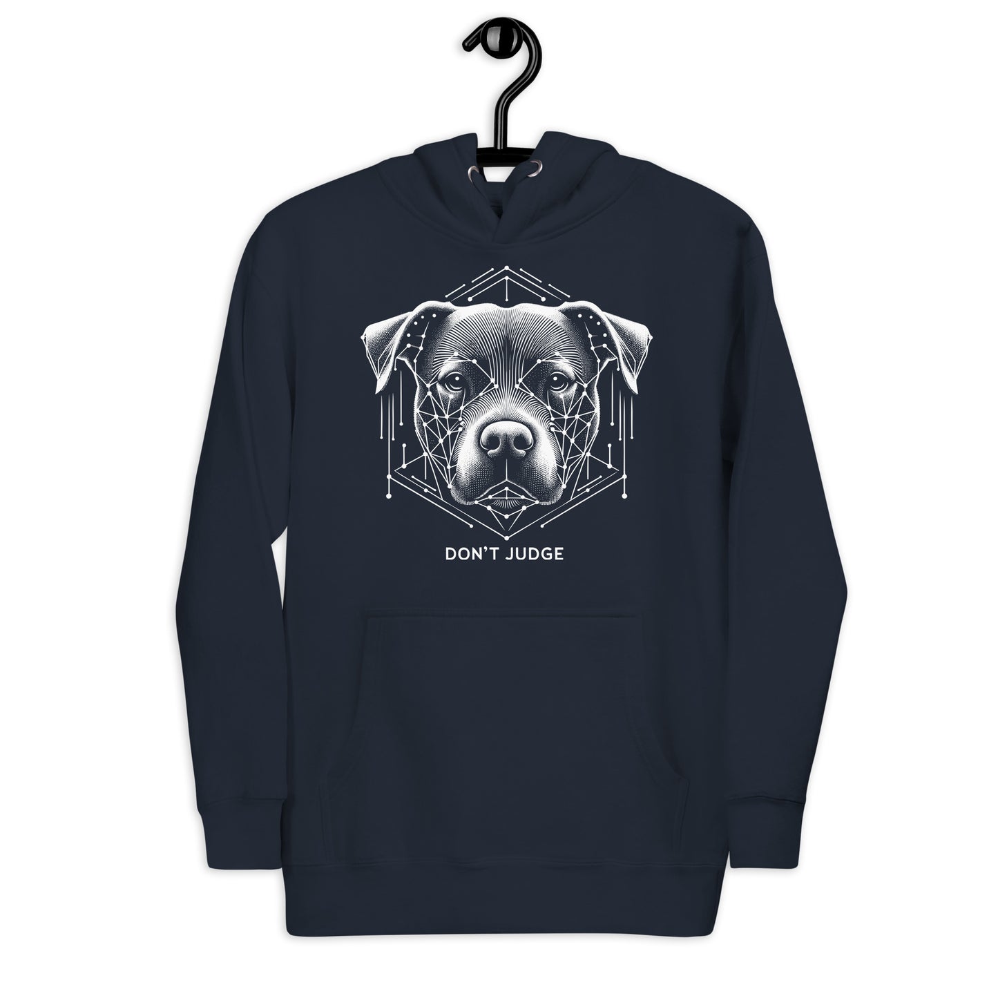 Geometric Guardian 'Don't Judge' Unisex Pitbull Hoodie - Pittie Choy