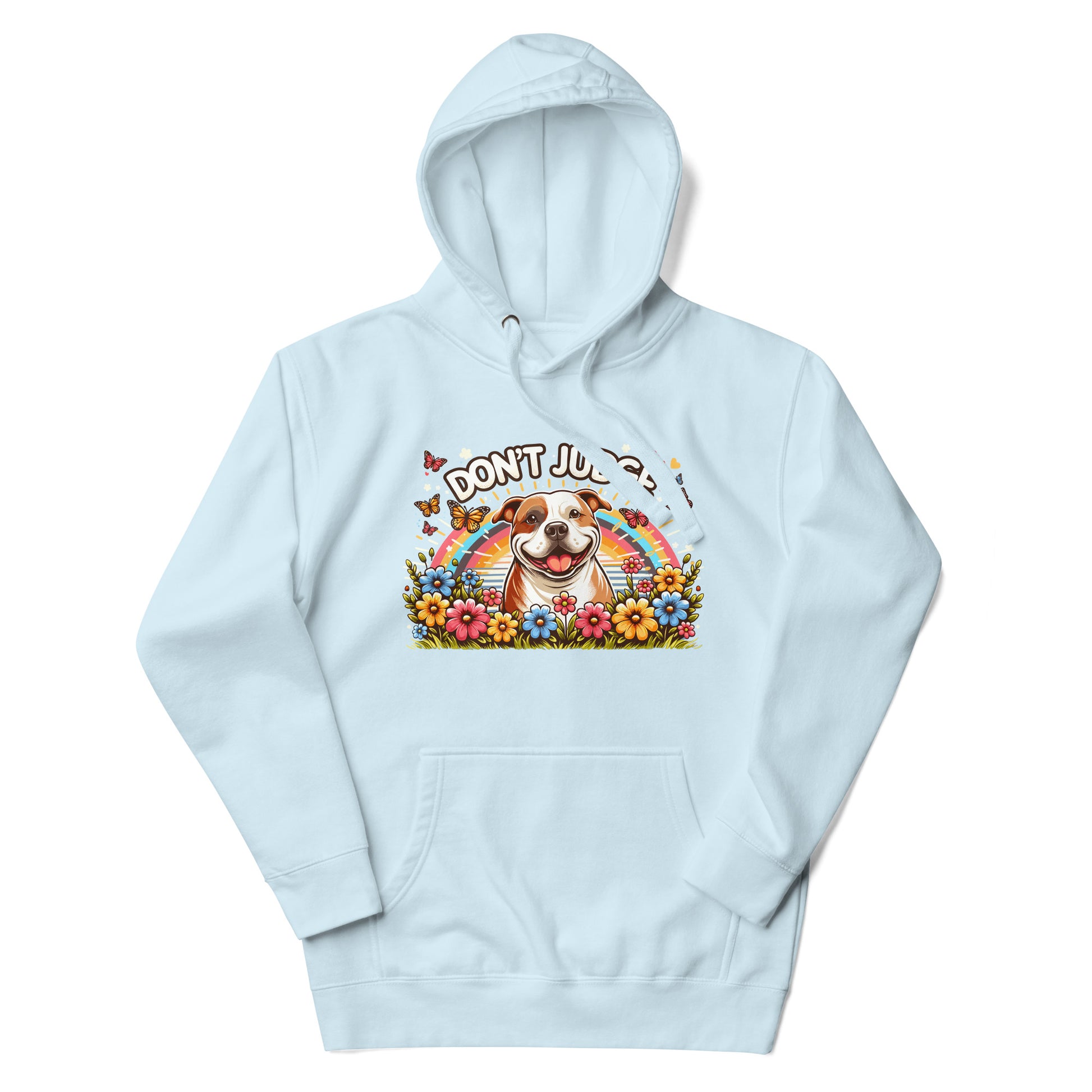 "Don't Judge" Floral Bliss Woman Pitbull Hoodie - Pittie Choy