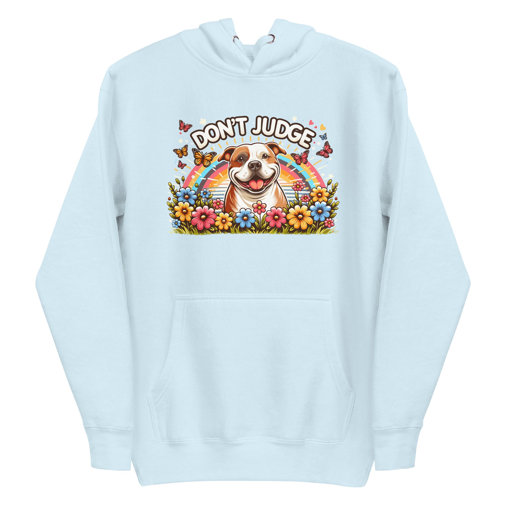 "Don't Judge" Floral Bliss Woman Pitbull Hoodie - Pittie Choy