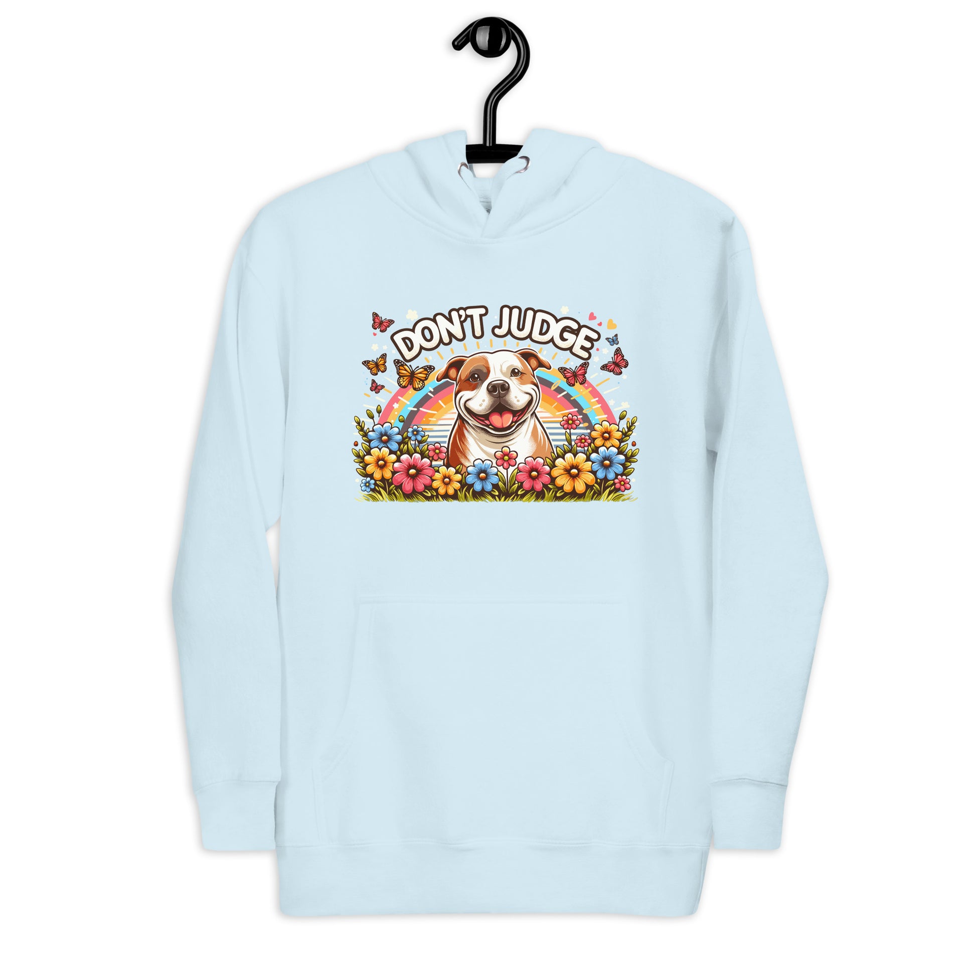 "Don't Judge" Floral Bliss Woman Pitbull Hoodie - Pittie Choy