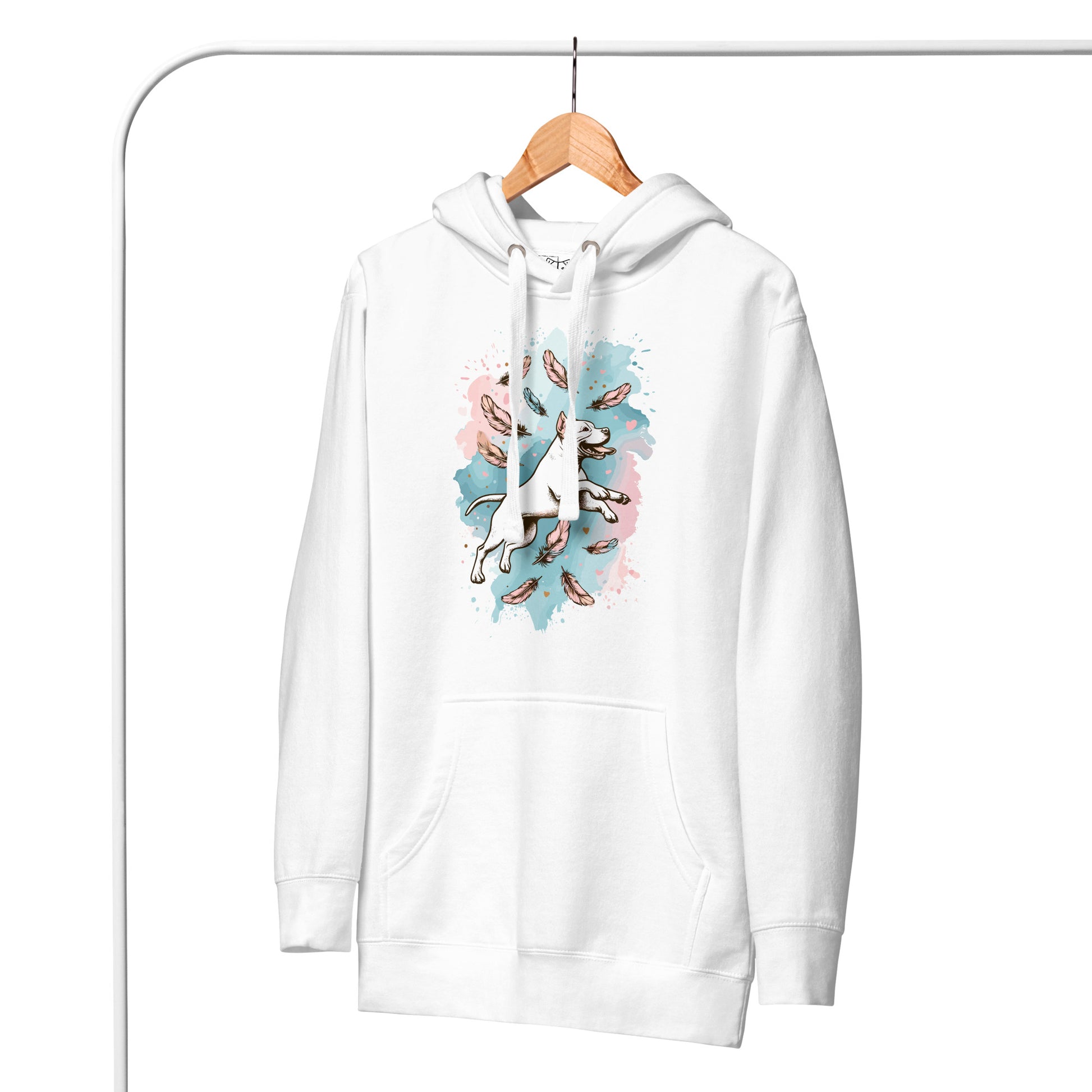 Pitbull Mom Watercolor Feathers Hoodie - Pittie Choy