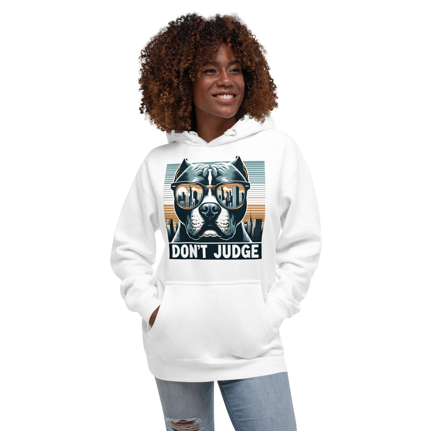 Cool Canine 'Don't Judge' Unisex Pitbull Hoodie - Pittie Choy