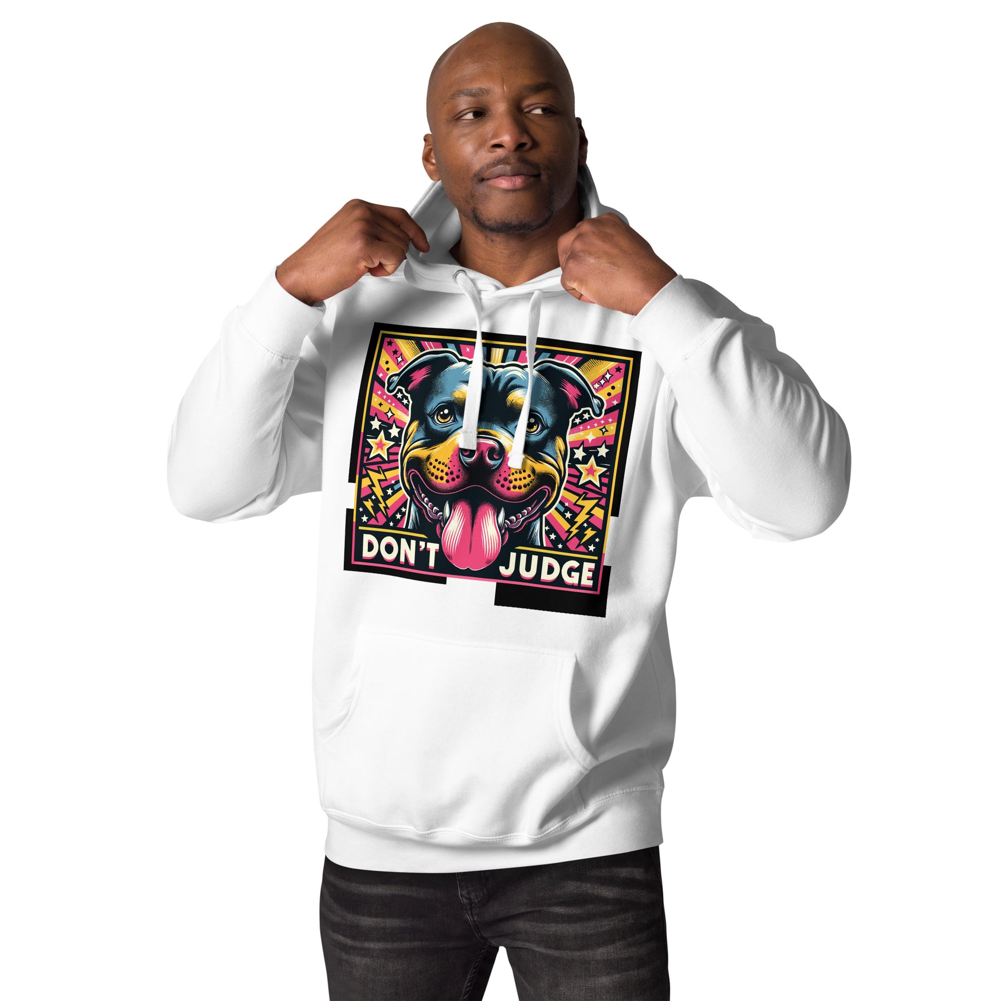 Pop Explosion 'Don't Judge' Unisex Pitbull Hoodie - Pittie Choy