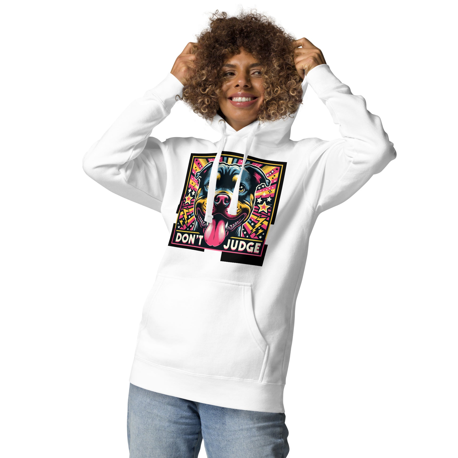 Pop Explosion 'Don't Judge' Unisex Pitbull Hoodie - Pittie Choy